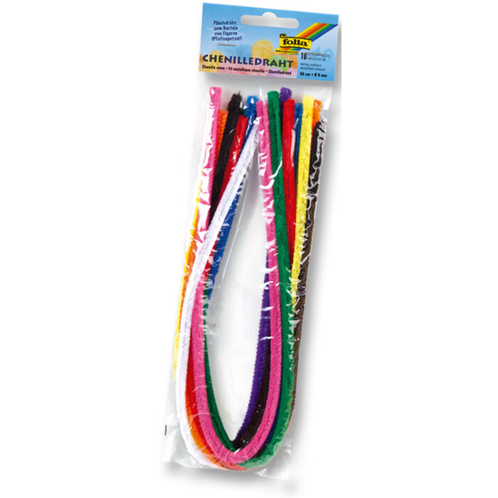 FOLIA Chenilledraht 50 cm 10 Stück mehrere Farben