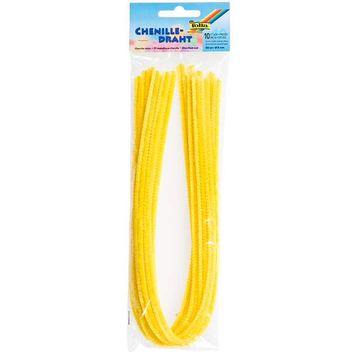 FOLIA Chenilledraht 10 Stück 50 cm bananengelb