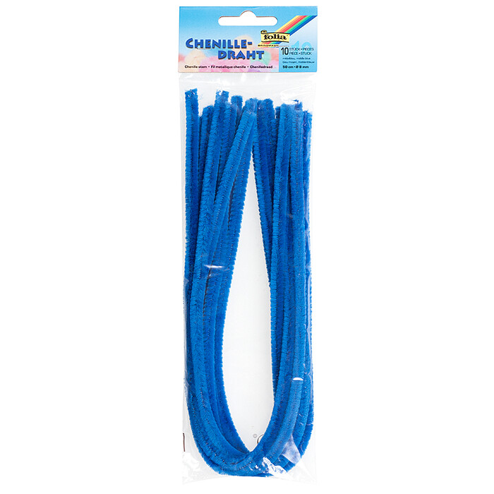 FOLIA Chenilledraht 10 Stück 50 cm mittelblau