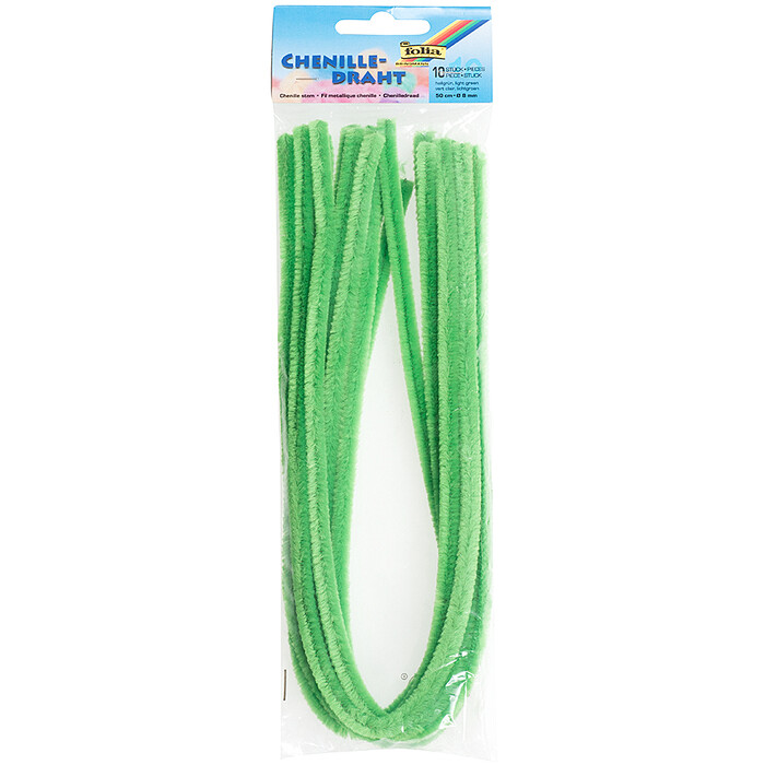 FOLIA Chenilledraht 10 Stück 50 cm hellgrün