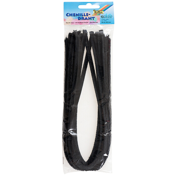 FOLIA Chenilledraht 10 Stück 50 cm schwarz