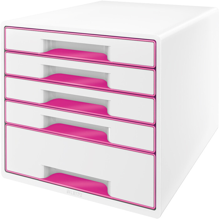 LEITZ Schubladenbox WOW mit 5 Laden pink