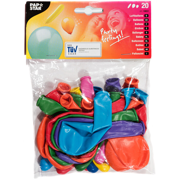PAPSTAR Ballon 20 Stück verschiedene Formen und Farben