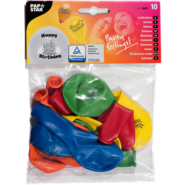 PAPSTAR Ballon Happy Birthday 10 Stück verschiedene Farben