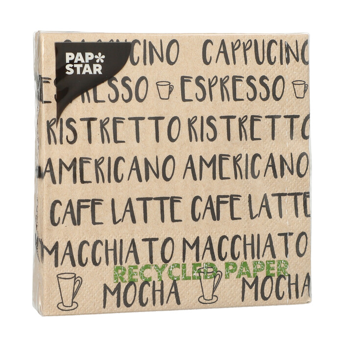 PAPSTAR Servietten Coffee Specialities 33 x 33 cm 20 Stück natur