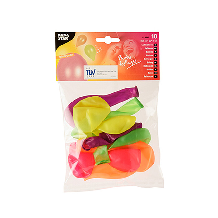 PAPSTAR Luftballons Neon ø 25 cm 10 Stück verschiedene Farben