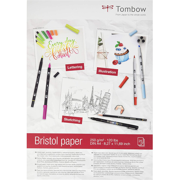 TOMBOW Zeichenblock Bristol A4 25 Blatt weiß