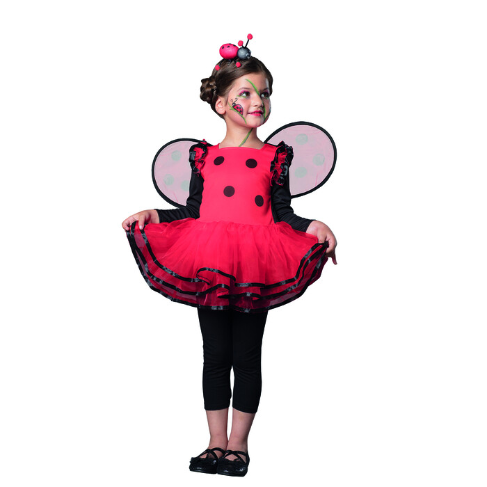 Kinderkostüm Marienkäfer-Kleidchen Größe 92 rot/schwarz