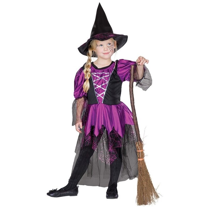 Kinderkostüm Hexe Gr. 128 schwarz/lila