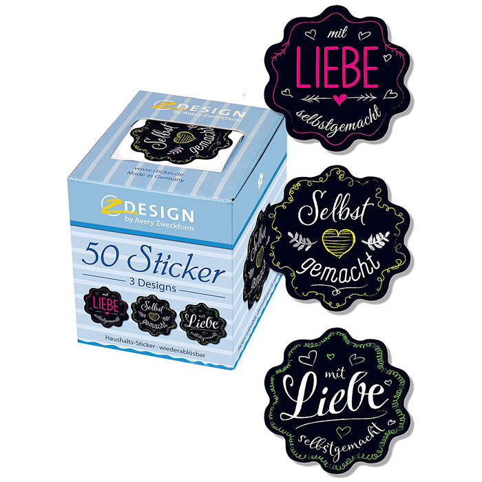 AVERY Zweckform Rollensticker 50 Stk. mit Liebe schwarz