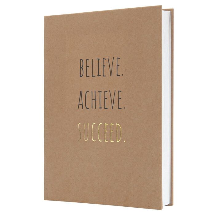 Notizbuch Believe Achieve Succeed A5 192 Seiten liniert braun