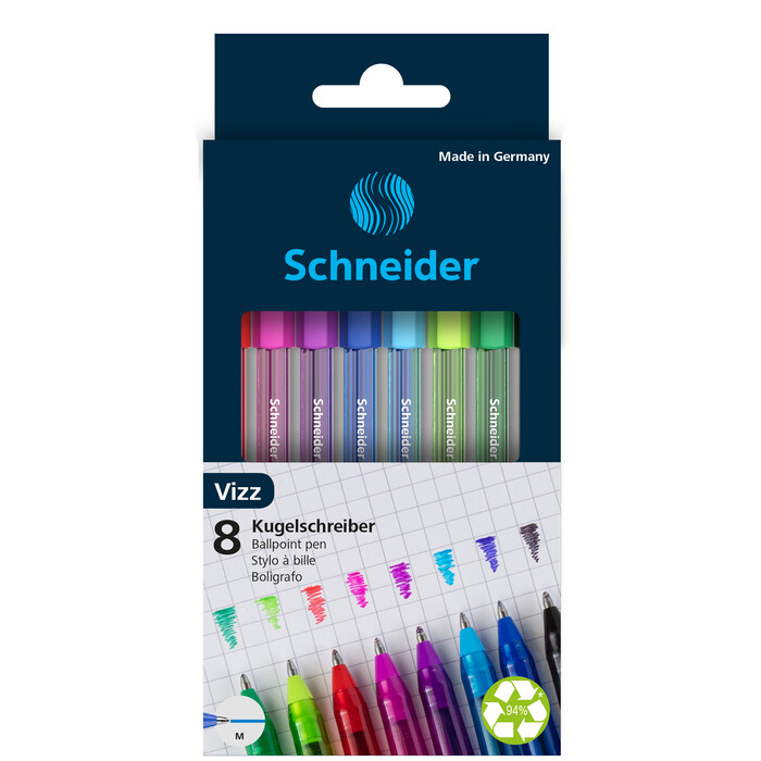 SCHNEIDER Kugelschreiber Vizz 8 Stück mehrfarbig