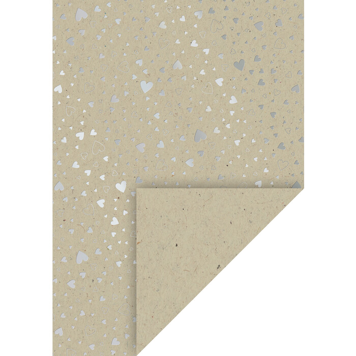 HEYDA Naturkarton Herzen A4 natur/silber