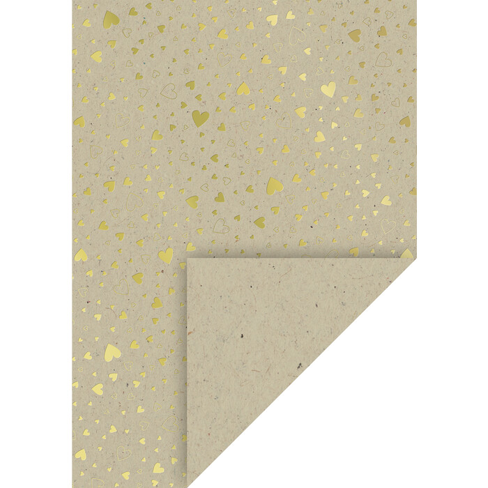 HEYDA Naturkarton Herzen A4 natur/gold