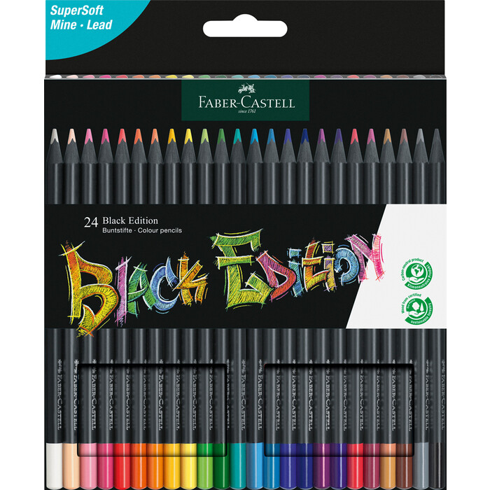 FABER-CASTELL Buntstifte Black Edition 24er Kartonetui