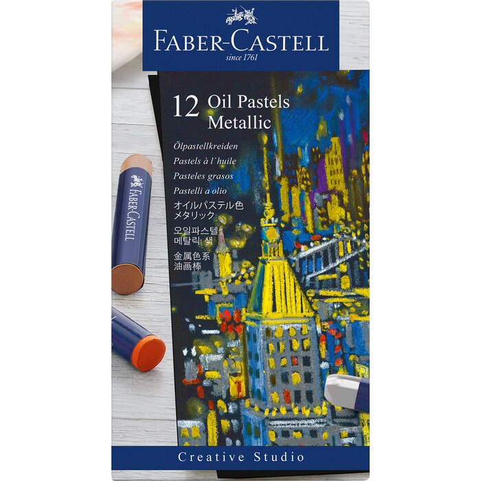 FABER-CASTELL Ölpastellkreide Metallic 12 Stück mehrere Farben