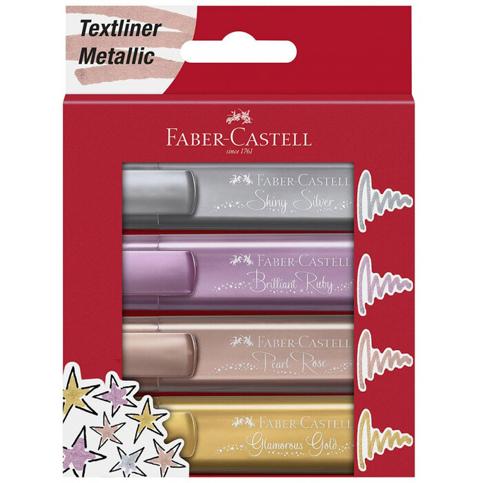 Faber-Castell Textmarker TL 46 Metallic, 4 Stück