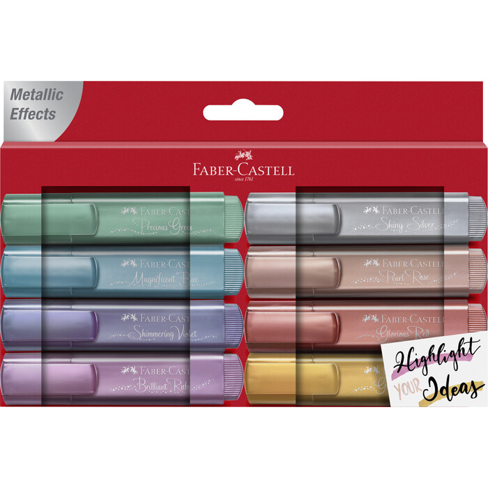 FABER-CASTELL Textmarker TL 46 metallic 8er Set mehrfarbig