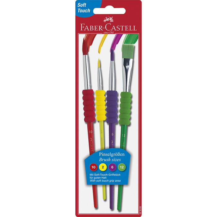 Faber-Castell - Pinsel-Set mit Softgriffstück, 4-teilig