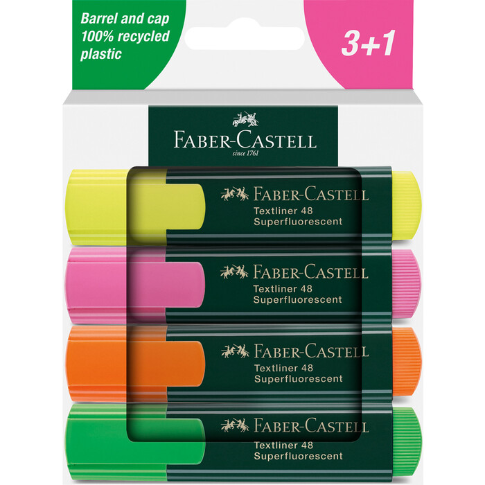 FABER-CASTELL Textmarker-Set TL 48 Superfluorescent 4er Etui