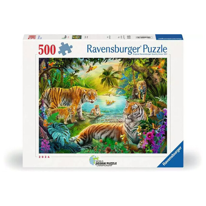 RAVENSBURGER Puzzle Tigerfamilie in der Oase 500 Teile