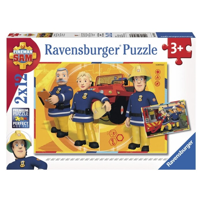 RAVENSBURGER Feuerwehrmann Sam Puzzle Sam im Einsatz 2 x 12 Teile