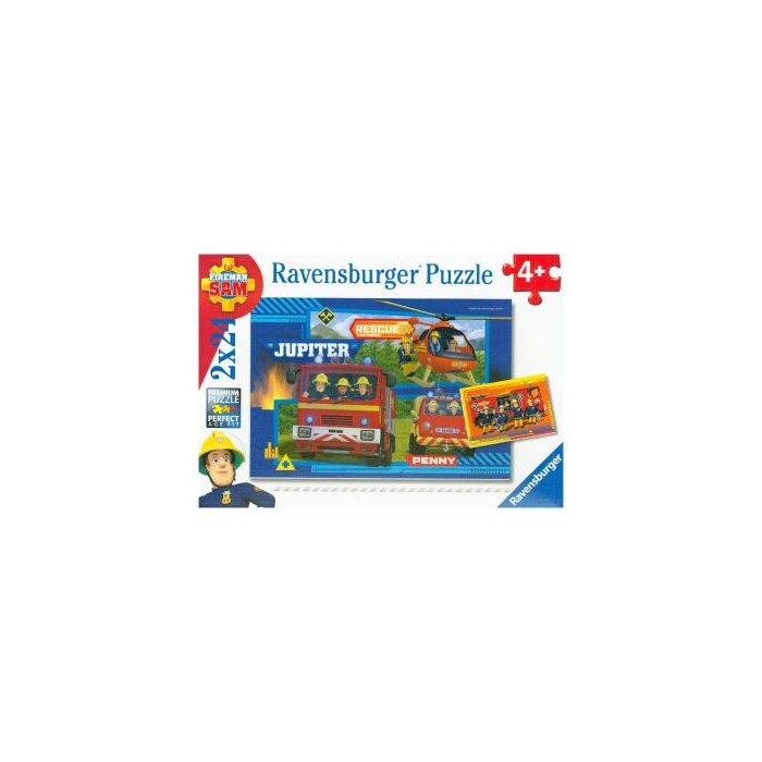 RAVENSBURGER Feuerwehrmann Sam Puzzle Wasser marsch mit Sam 2 x 24 Teile