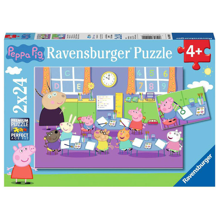RAVENSBURGER Peppa Pig Puzzle Peppa in der Schule 2 x 24 Teile