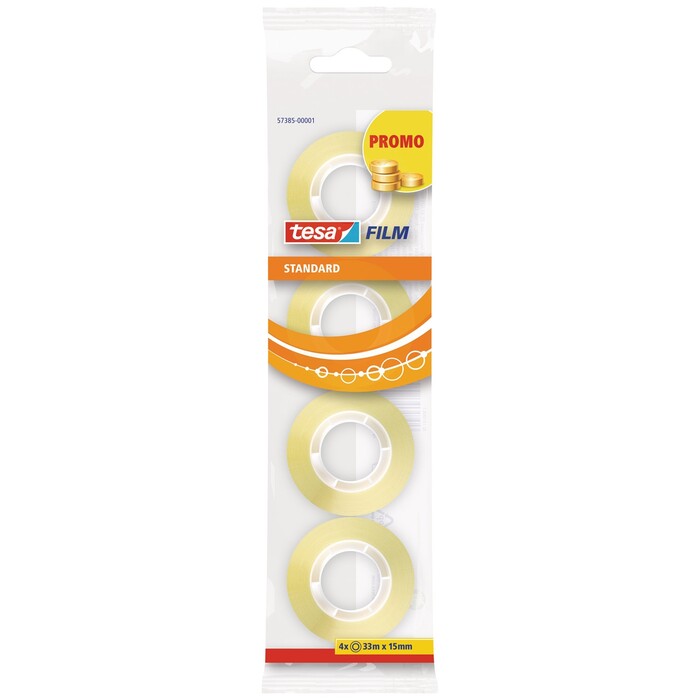 TESA Klebefilm 33 m x 15 mm 4 Stück transparent