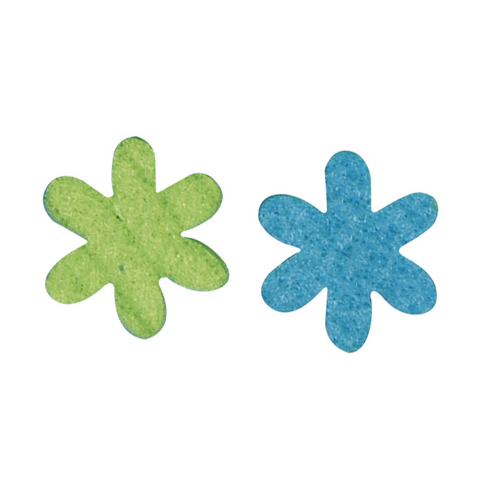 Filz-Sternblumen 12 Stück blau/grün