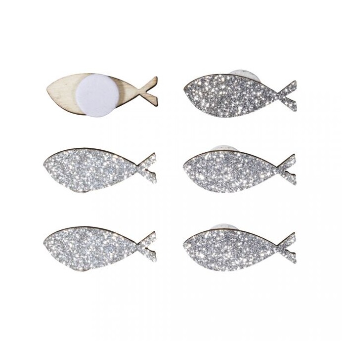 RAYHER Holz-Streuteile Fische 2,6 x 0,9 cm 20 Stück silber