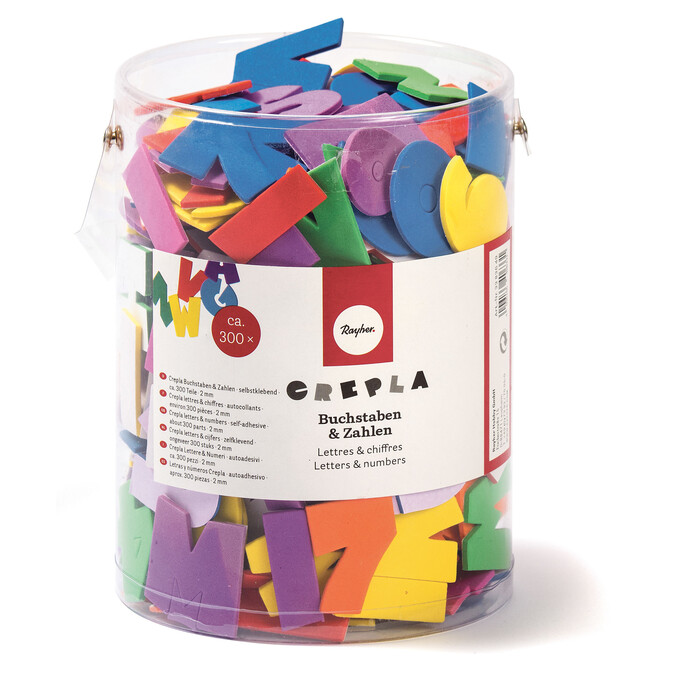 RAYHER Moosgummi-Bastelset Buchstaben und Zahlen 300 Teile mehrere Farben