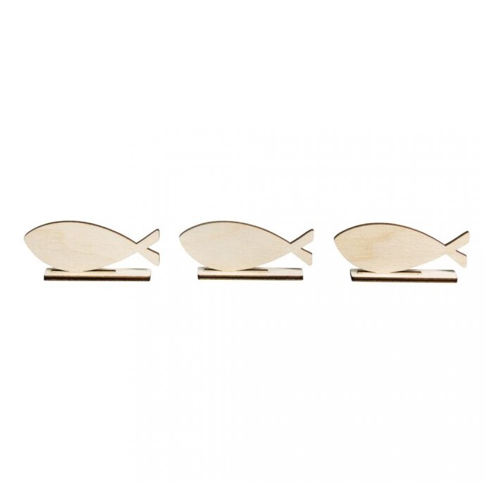 Holzmotiv Fische zum Stellen 10 x 4,4 cm natur