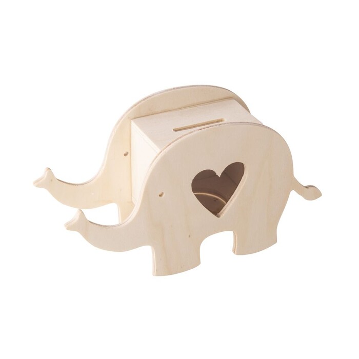 Holz-Spardose Elefant 16,4 x 5,5 x 9 cm natur