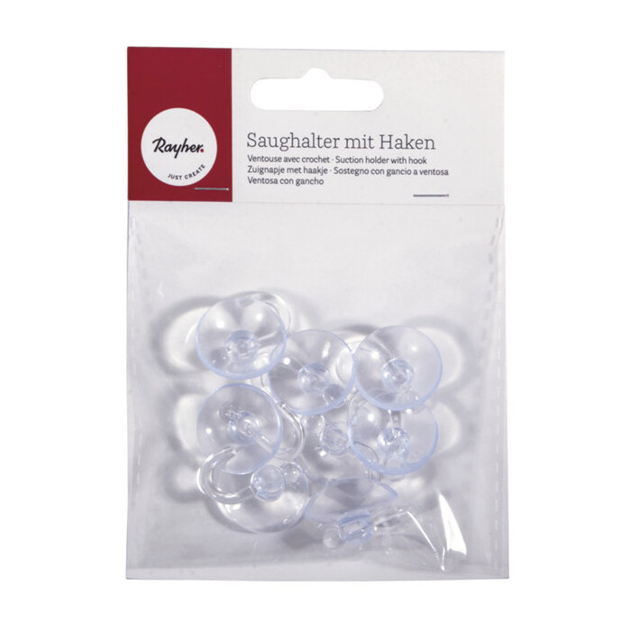 RAYHER Saughalter mit Haken 8 Stück transparent