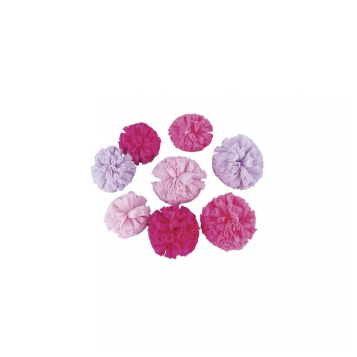 Pompons aus Softtüll 8 Stück pink