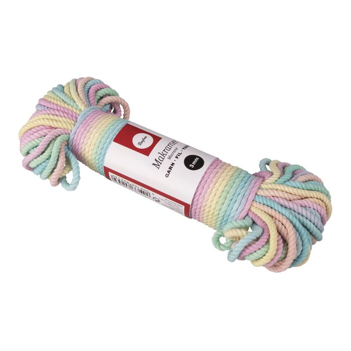 RAYHER Makramee Garn Regenbogen 3 mm x 30 m bunt