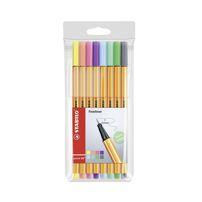 STABILO Fineliner point 88, 8er Etui Pastellfarben