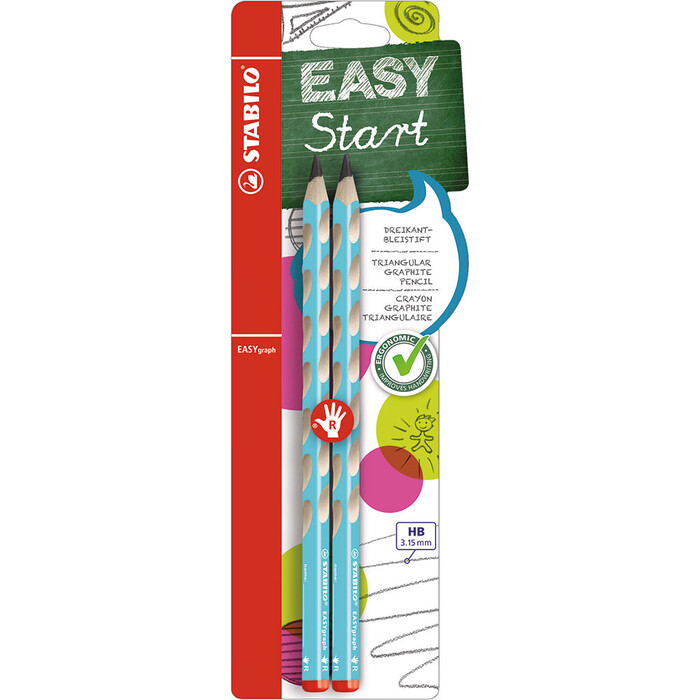 STABILO EASYgraph Dreikant-Bleistift für Rechtshänder 2er Pack blau