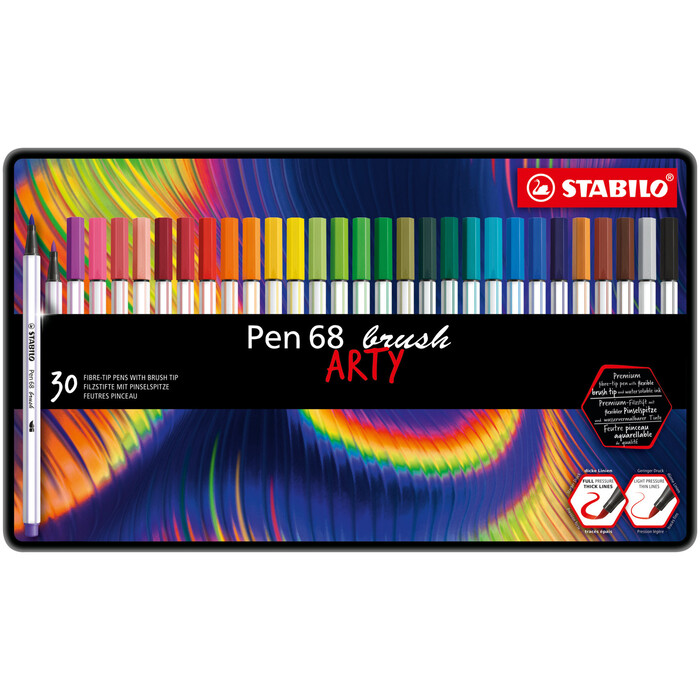 STABILO Pen 68 brush ARTY 30er Metalletui mehrfarbig