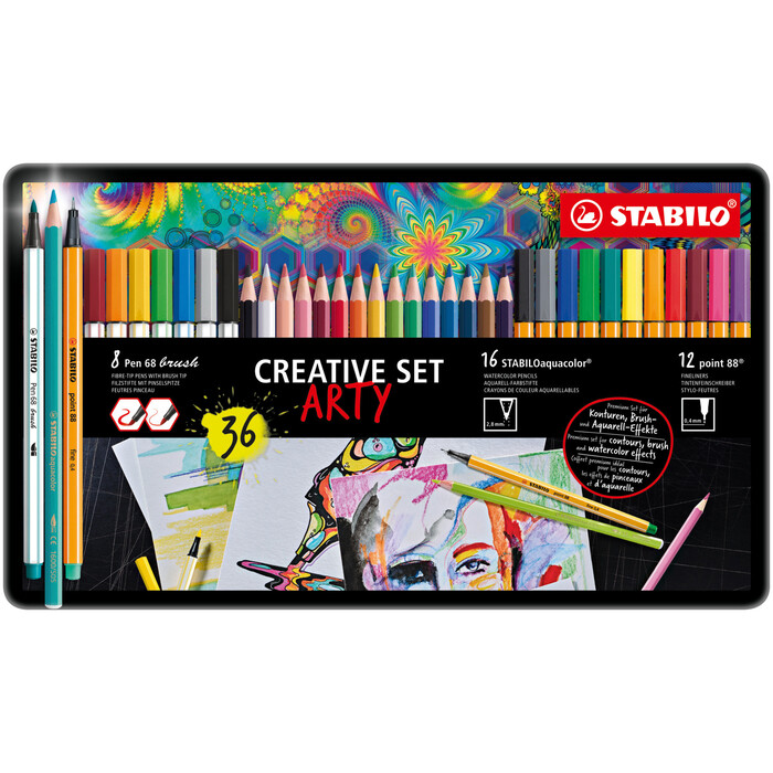 STABILO Kreativ-Premium-Set Arty im Metalletui mehrfarbig