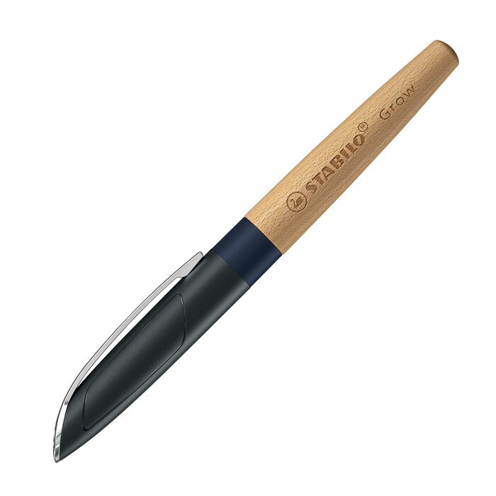 STABILO Klimaneutraler Füllhalter Grow blaubeerblau/buche inkl. Patrone