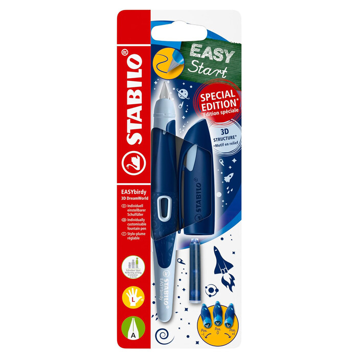 STABILO Füllhalter EASYbirdy 3D DreamWorld für Linkshänder Feder A blau
