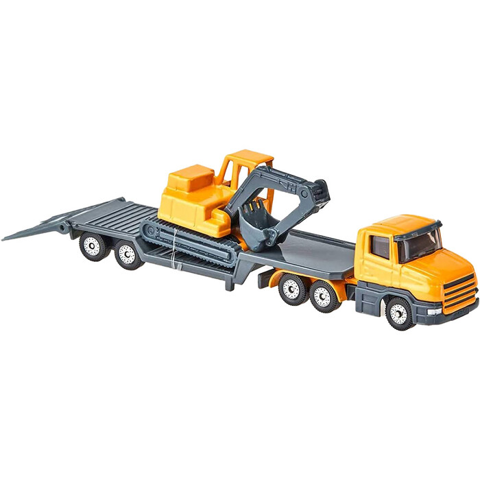 SIKU Tieflader mit Bagger Metall/Kunststoff 1611 gelb/grau