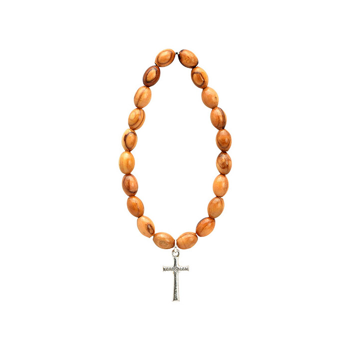 Armband mit Kreuz aus Olivenholz 7 x 7 cm braun