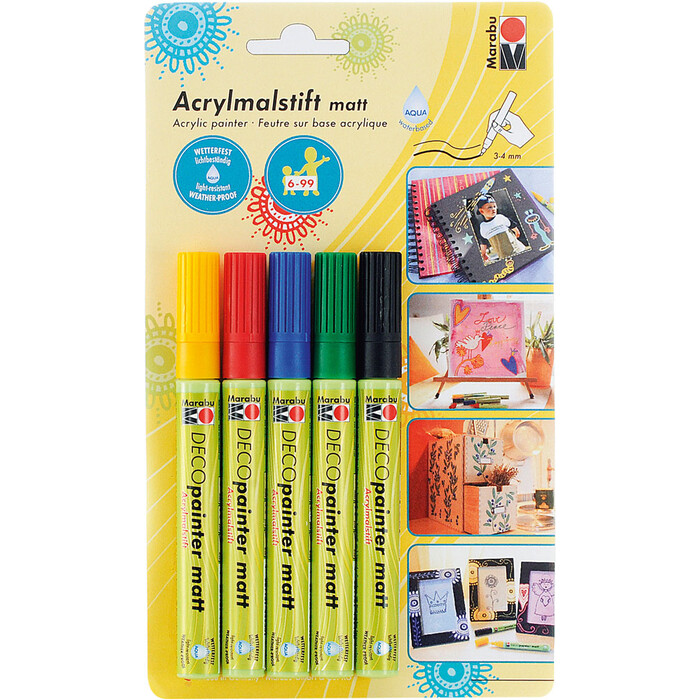 MARABU Acrylstifte Deco Painter Basic 3 – 4 mm matt