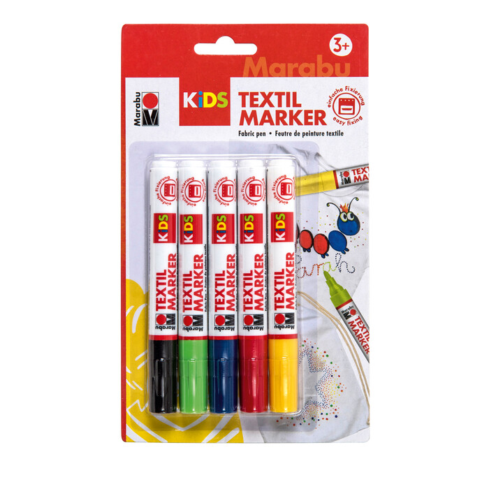 MARABU Kids Textilmarker 5 Stück mehrere Farben