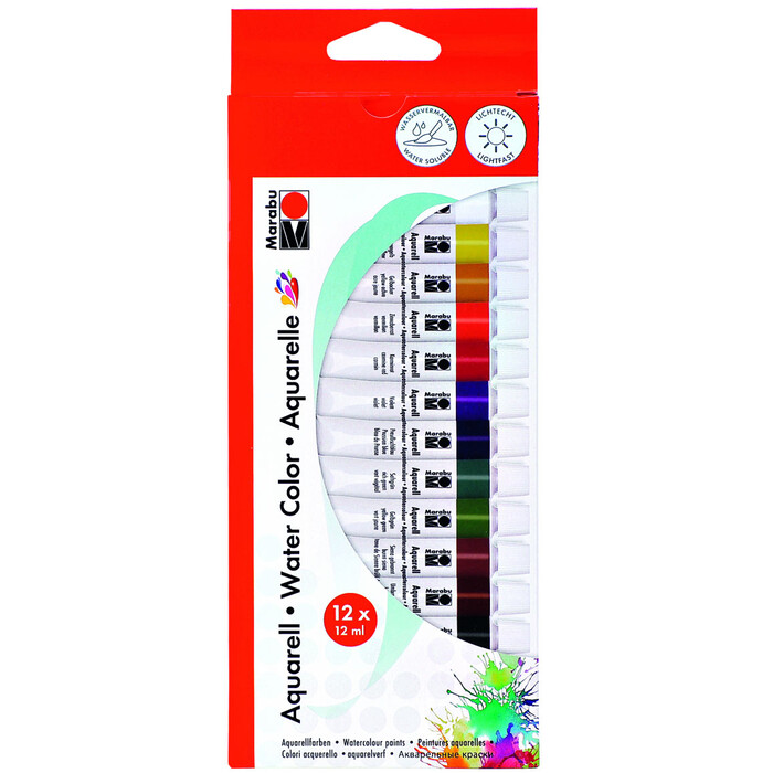 MARABU Aquarellfarben-Set 12 x 12 ml mehrere Farben
