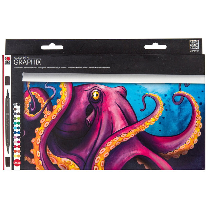 MARABU Aquarellfilzstifte Aqua Pen Graphix 24 Stück mehrfarbig