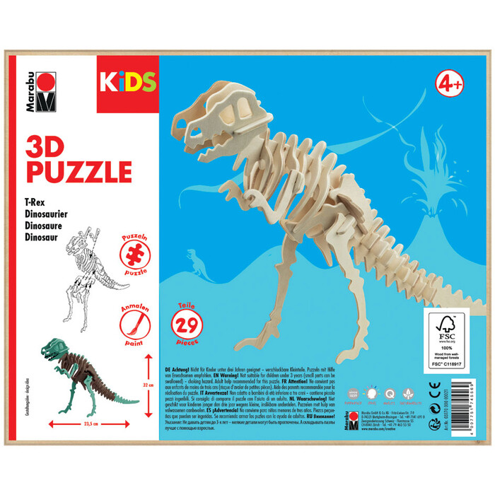 MARABU Kids Holzbastelset Dinosaurier 29 Teile natur